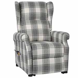 vidaXL Atsistojantis masažinis krėslas, baltas ir pilkas, audinys