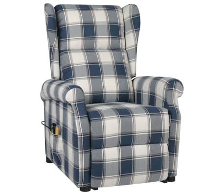 vidaXL Atsistojantis masažinis krėslas, mėlynos spalvos, audinys