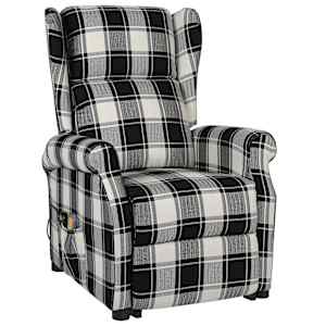 vidaXL Atsistojantis masažinis krėslas, rudas ir baltas, audinys