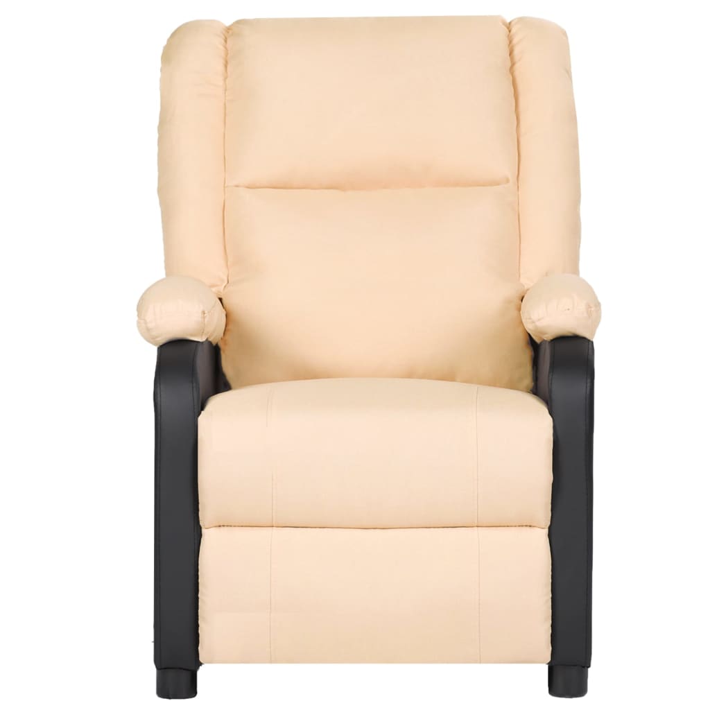 vidaXL Sillón reclinable masaje cuero sintético y tela crema