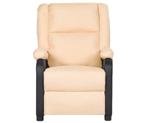vidaXL masāžas krēsls, atgāžams, krēmkrāsas mākslīgā āda un audums