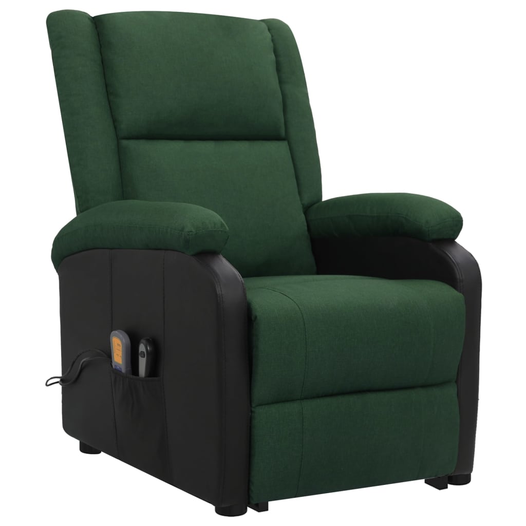 vidaXL Fauteuil de massage Vert foncé Tissu