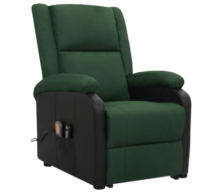 vidaXL løftestol med massagefunktion stof mørkegrøn