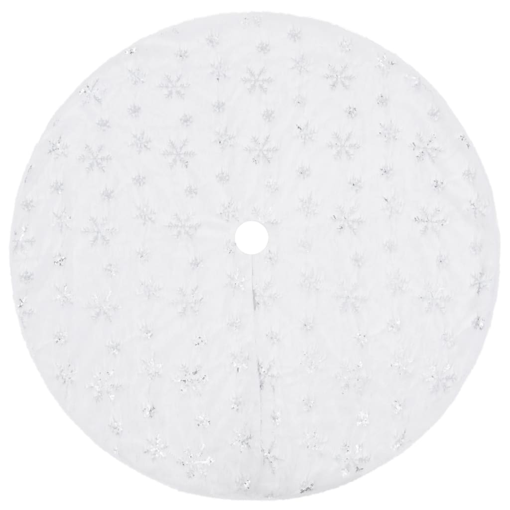 Image of vidaXL Luxury Christmas Tree Skirt White 150 cm Faux
