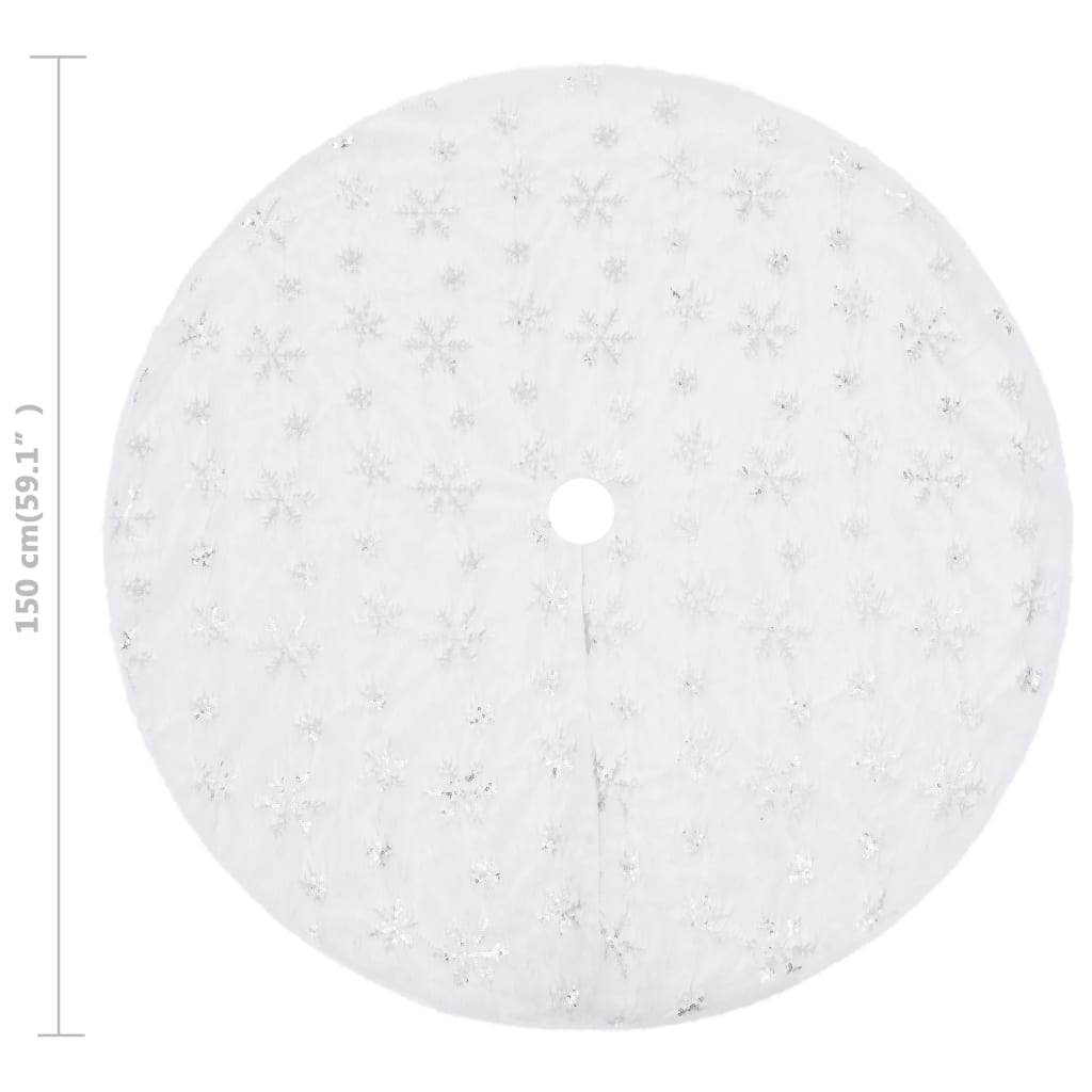 Fényűző fehér műszőrme karácsonyfatalp-takaró 150 cm 