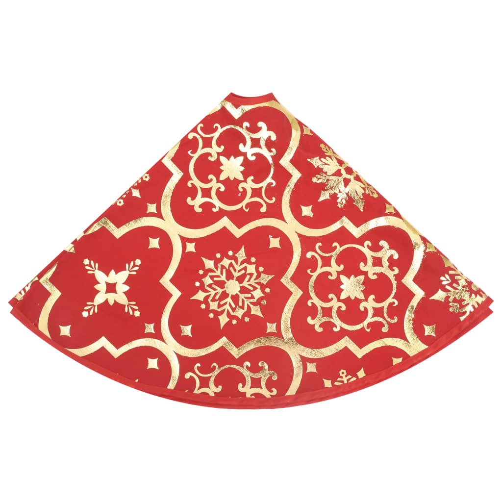 Fényűző piros szövet karácsonyfatalp-takaró zoknival 122 cm 
