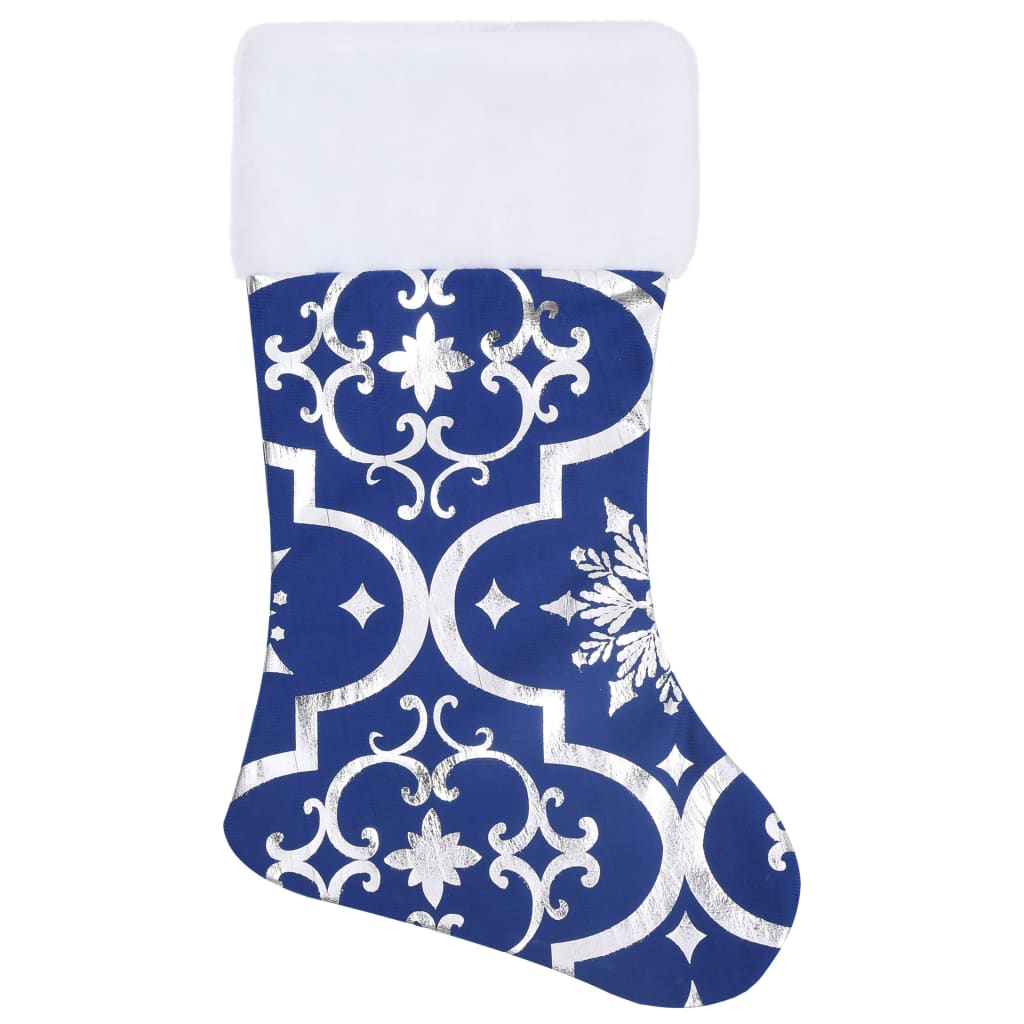 Fényűző kék szövet karácsonyfatalp-takaró zoknival 90 cm 