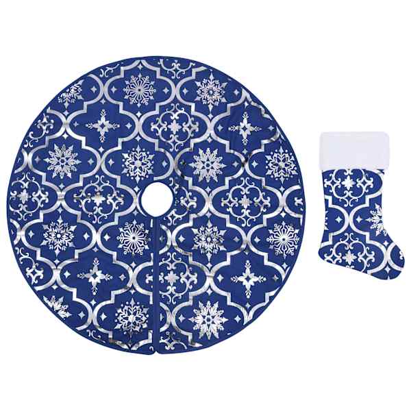 vidaXL luksuslik j&otilde;ulupuu alune lina, sokiga, sinine, 150 cm, kangas