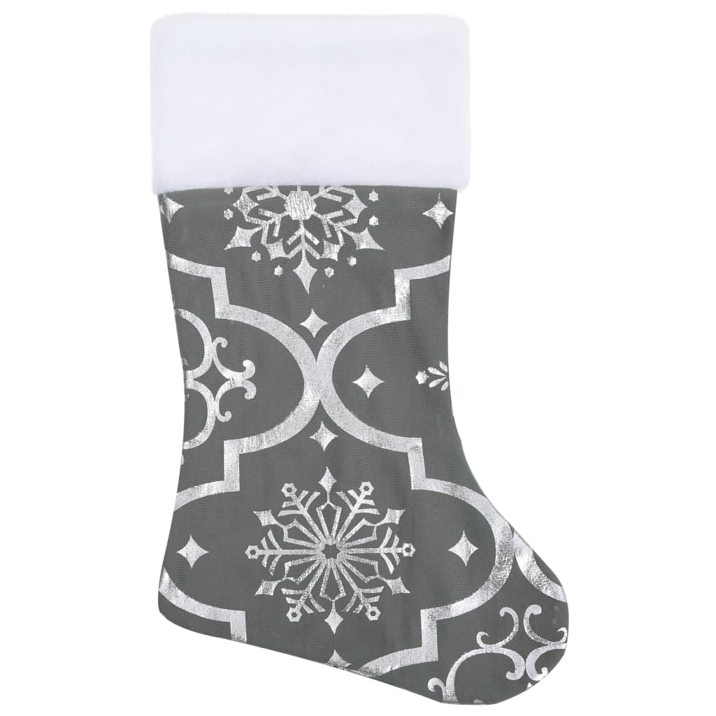 Fényűző szürke szövet karácsonyfatalp-takaró zoknival 90 cm 