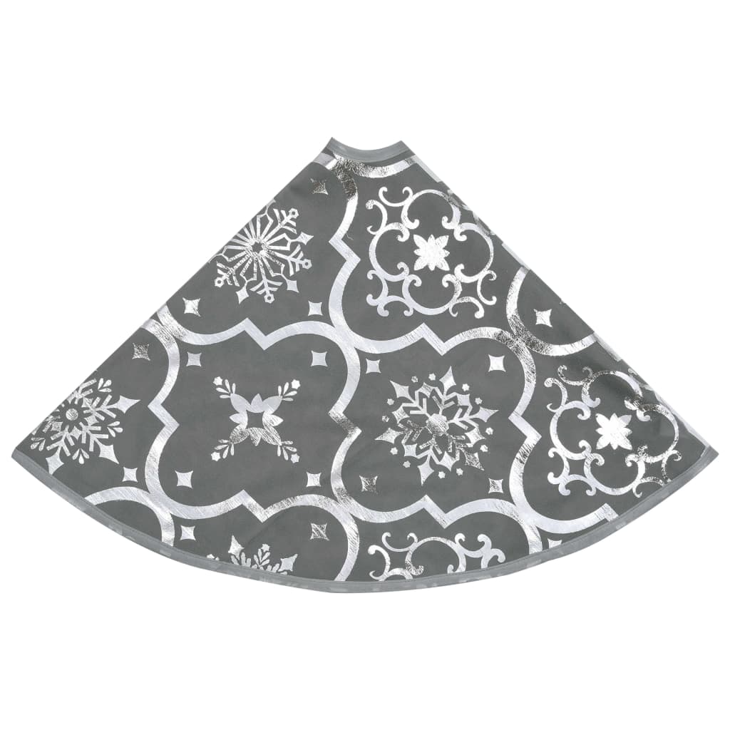 Fényűző szürke szövet karácsonyfatalp-takaró zoknival 150 cm 