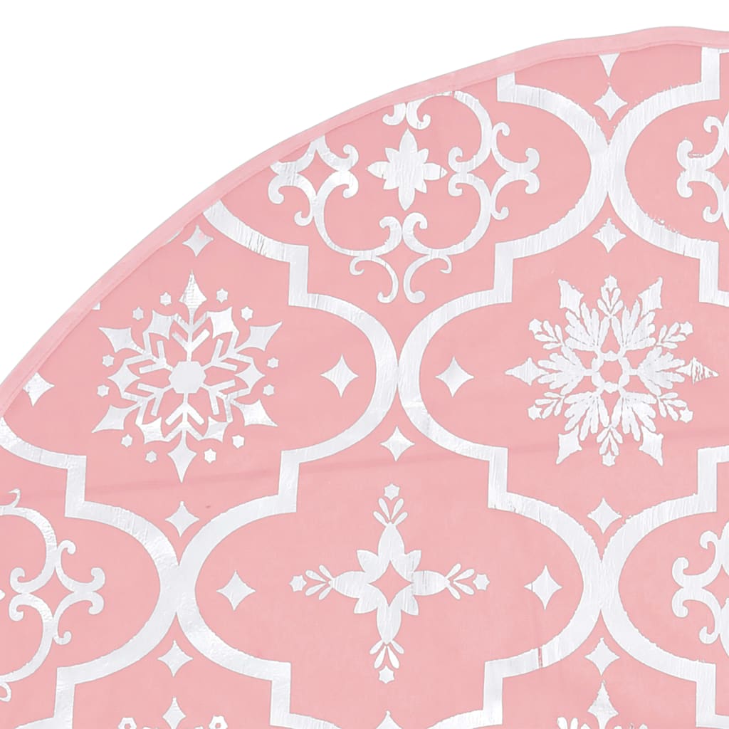Fényűző rózsaszín szövet karácsonyfatalp-takaró zoknival 90 cm 
