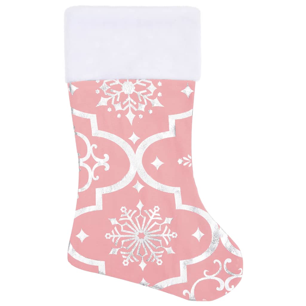 Fényűző rózsaszín szövet karácsonyfatalp-takaró zoknival 122 cm 