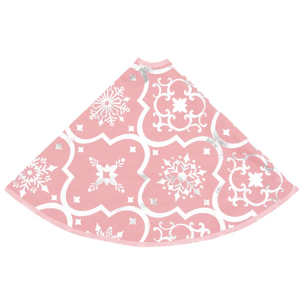 Fényűző rózsaszín szövet karácsonyfatalp-takaró zoknival 150 cm 