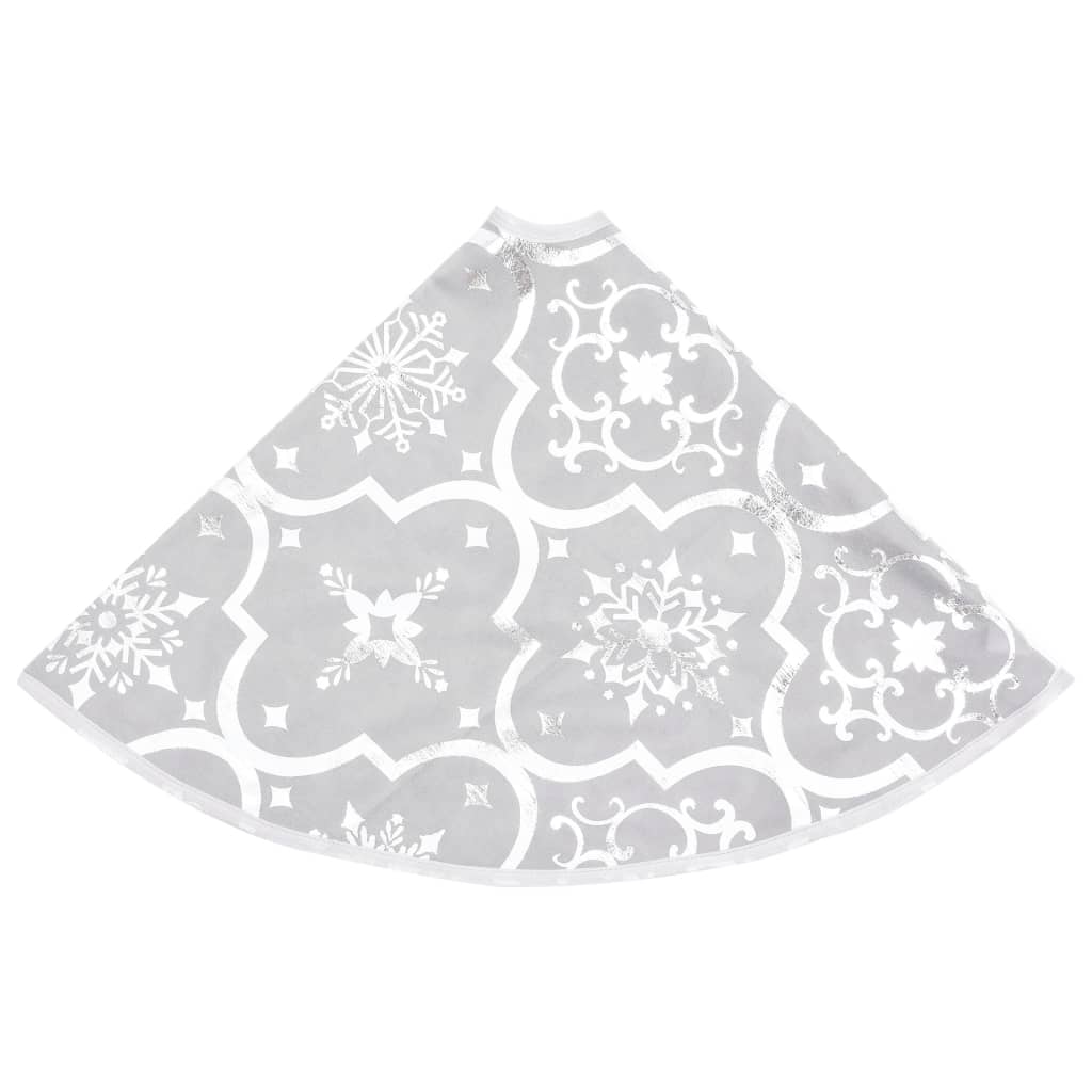 Fényűző fehér szövet karácsonyfatalp-takaró zoknival 90 cm 