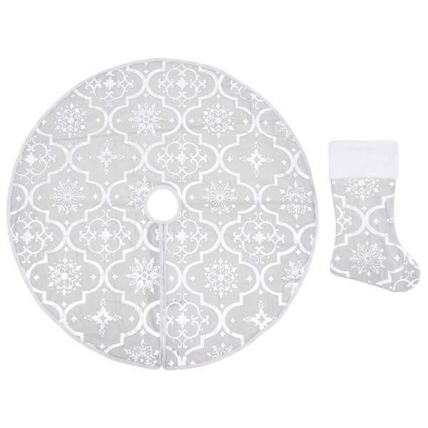 vidaXL luksuslik j&otilde;ulupuu alune lina, sokiga, valge, 122 cm, kangas