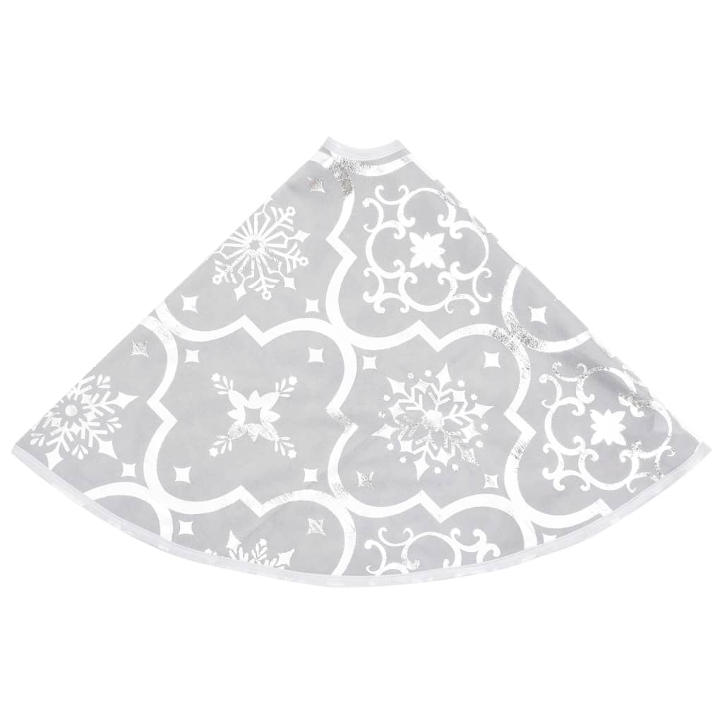 Fényűző fehér szövet karácsonyfatalp-takaró zoknival 122 cm 