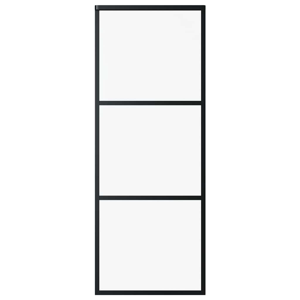 vidaXL Posuvné dveře 3dílné ESG sklo a hliník 76 x 205 cm černé