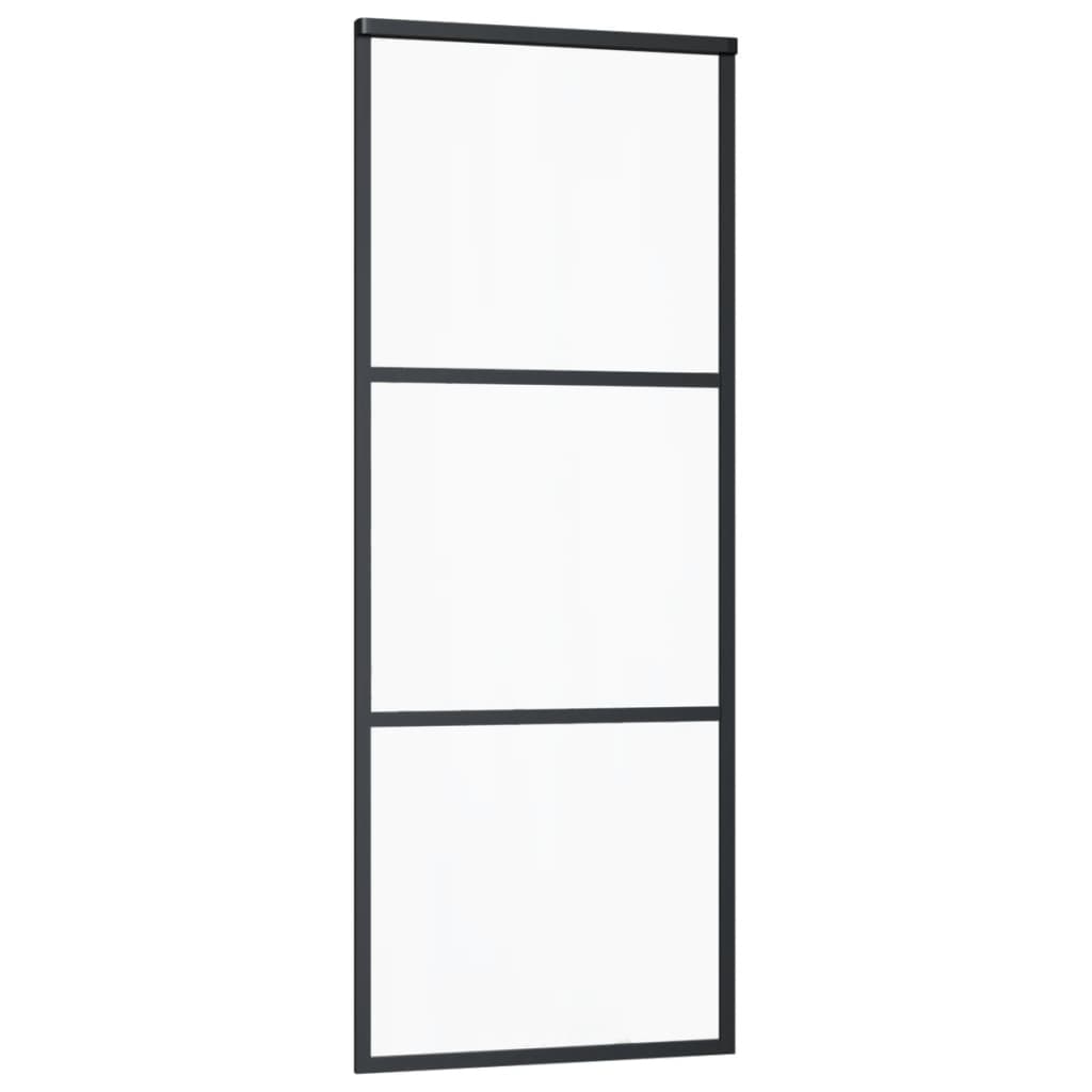 

vidaXL Schuifdeur 76x205 cm ESG-glas en aluminium zwart