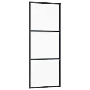 Posuvné dveře 3dílné ESG sklo a hliník 76 x 205 cm černé - obrázek 3