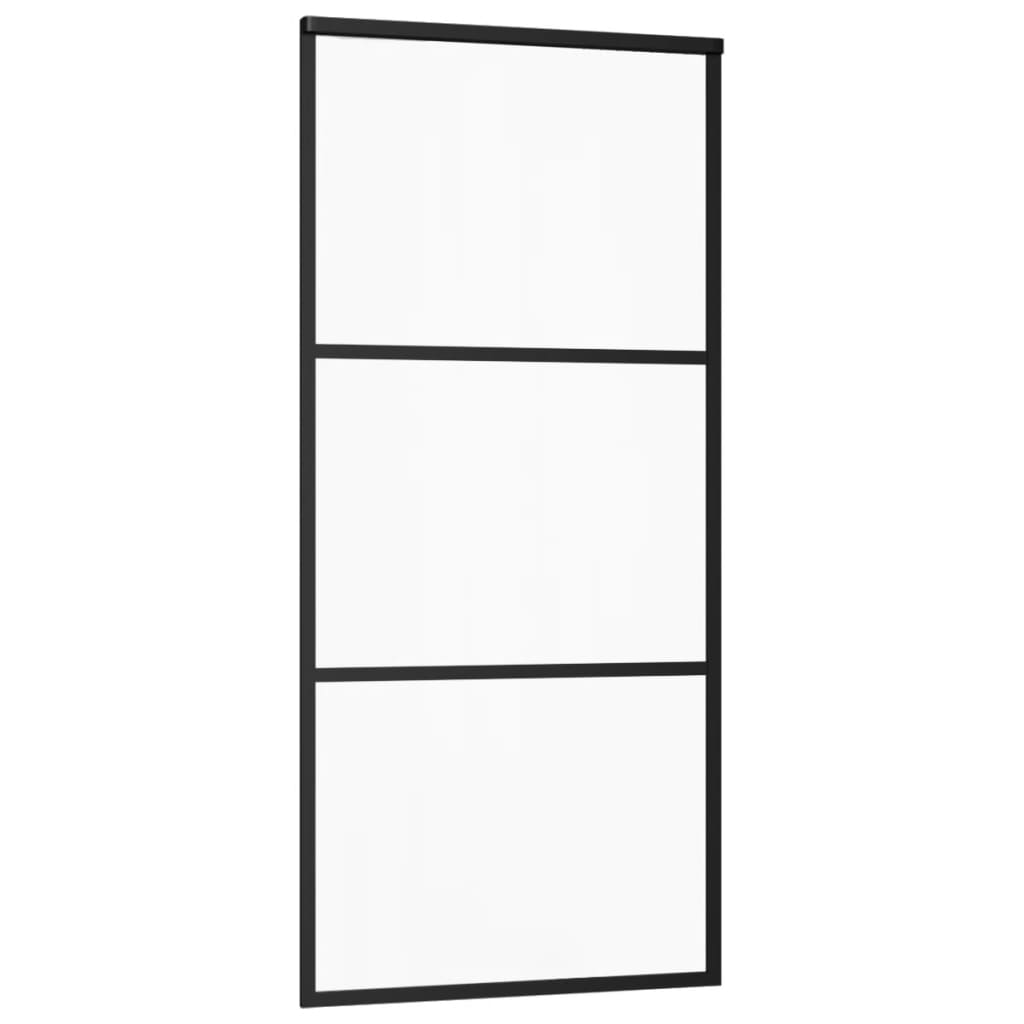 

vidaXL Schuifdeur 90x205 cm ESG-glas en aluminium zwart