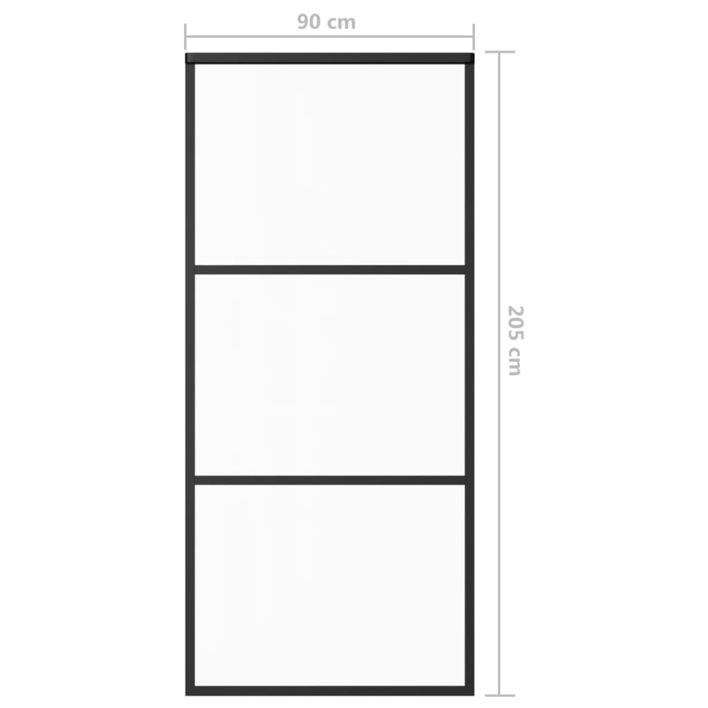 vidaXL Ușă glisantă, negru, 90x205 cm, sticlă ESG și aluminiu