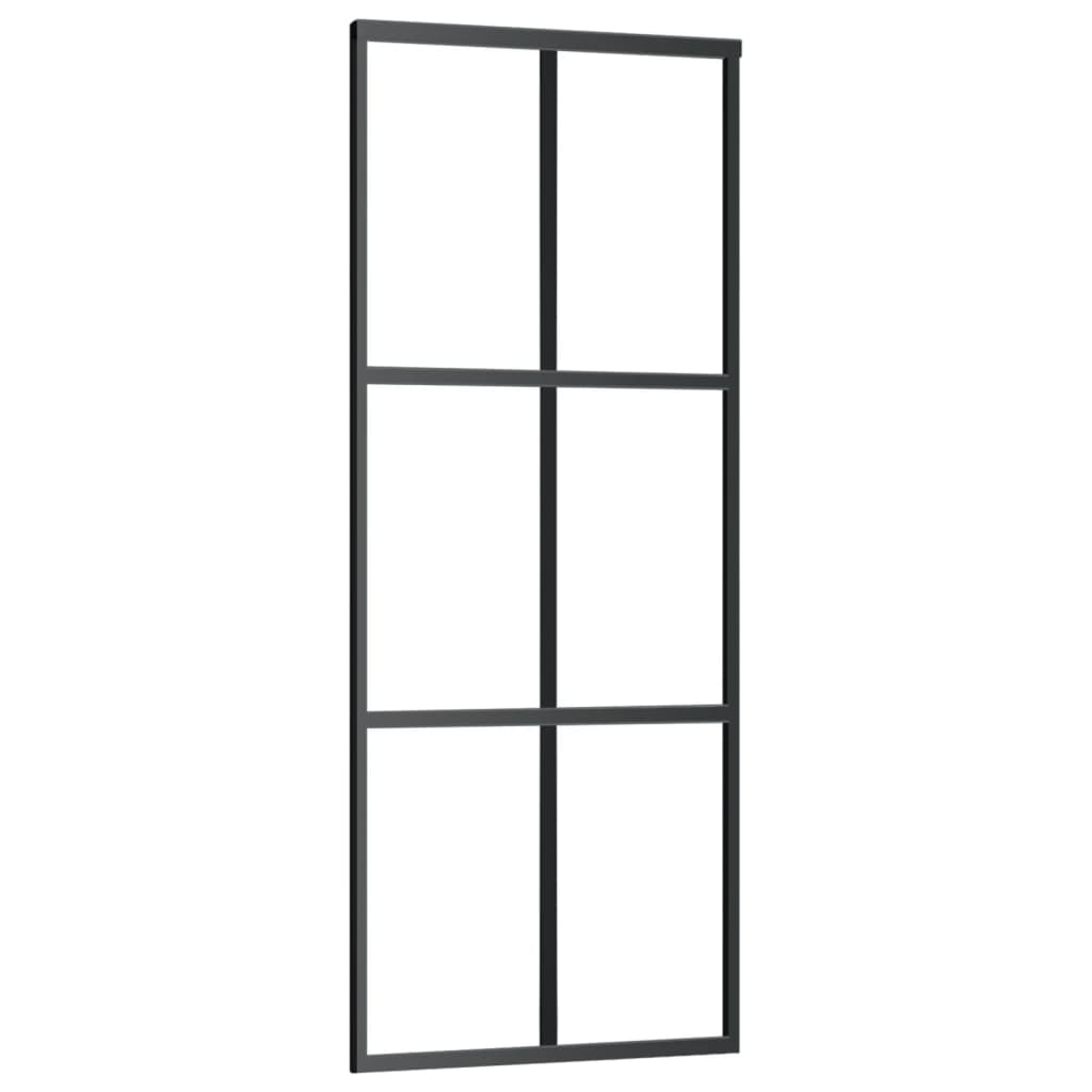 Ușă glisantă, negru, 76×205 cm, sticlă ESG și aluminiu