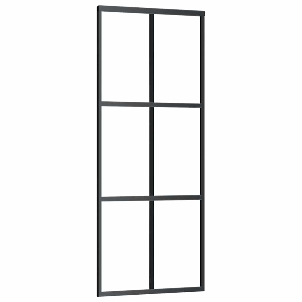 vidaXL Posuvné dveře ESG sklo a hliník 76 x 205 cm černé