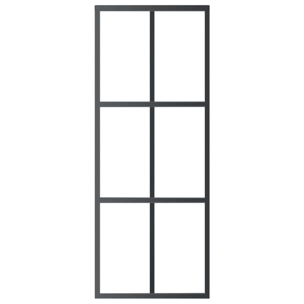 

vidaXL Schuifdeur 76x205 cm ESG-glas en aluminium zwart