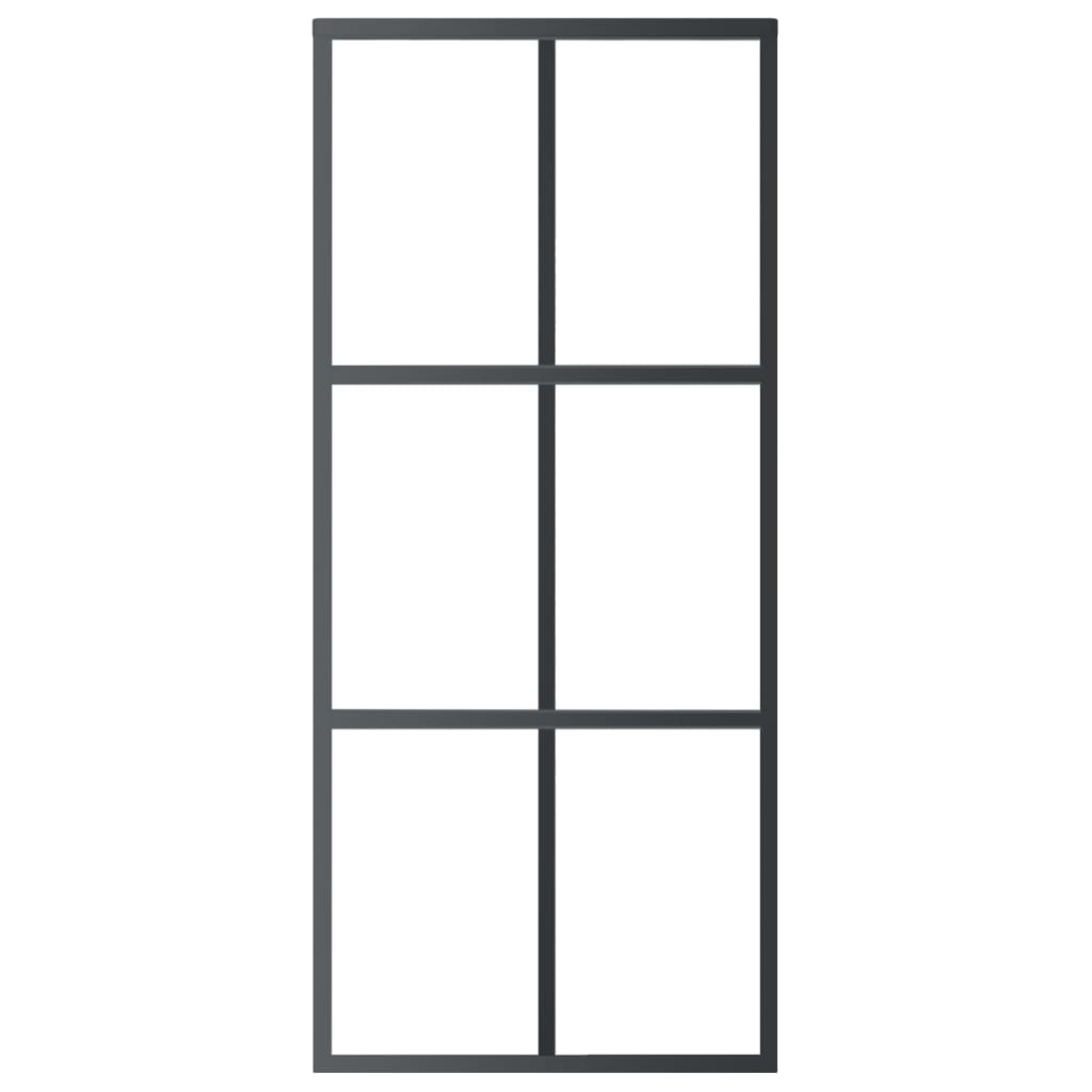 vidaXL Schuifdeur 90x205 cm ESG-glas en aluminium zwart afbeelding