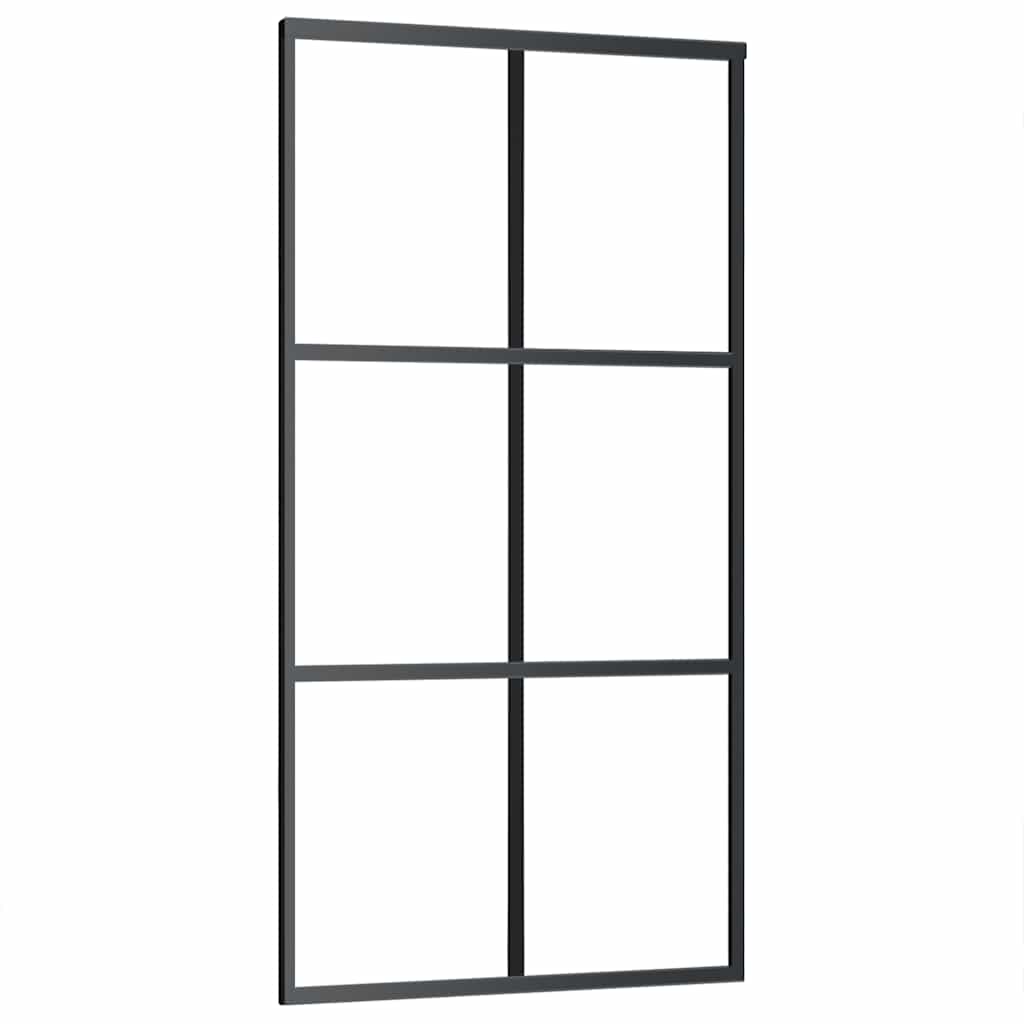 vidaXL Posuvné dveře ESG sklo a hliník 102 x 205 cm černé