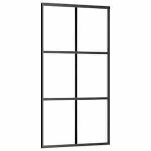Posuvné dveře ESG sklo a hliník 102 x 205 cm černé - obrázek 2