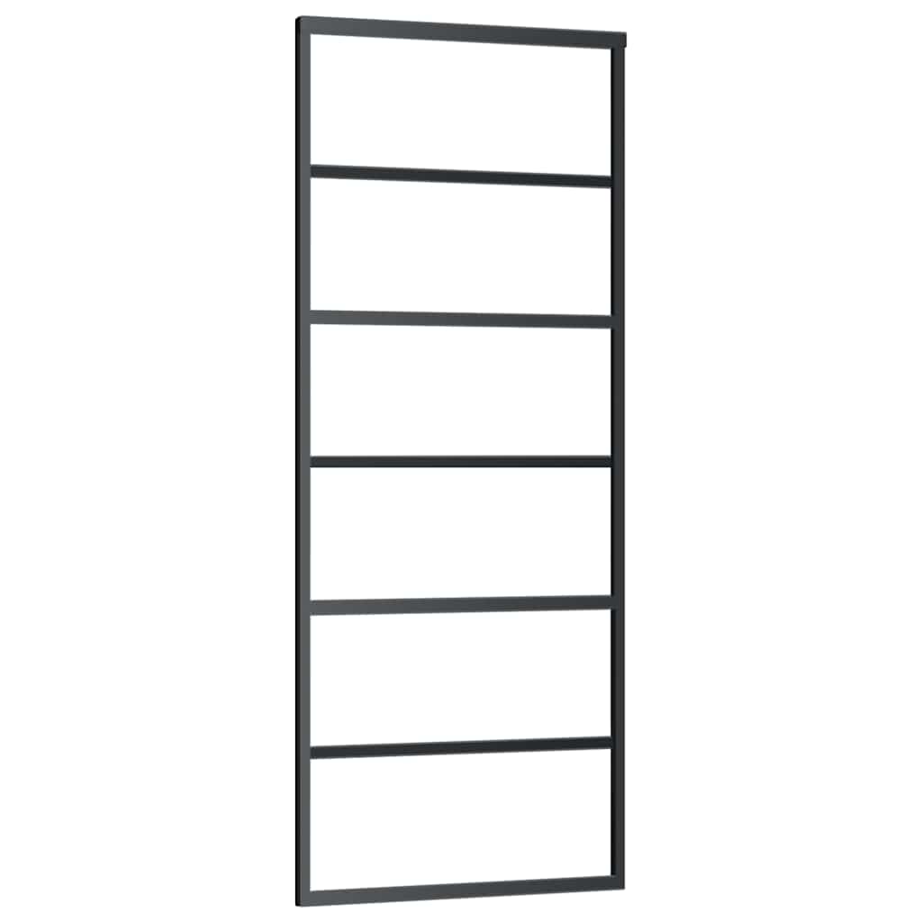 vidaXL Posuvné dveře ESG sklo a hliník 76 x 205 cm černé