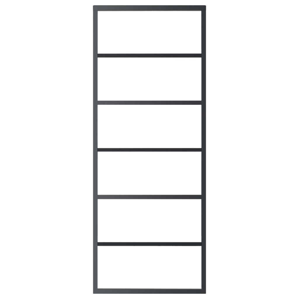 vidaXL Schuifdeur 76x205 cm ESG-glas en aluminium zwart afbeelding