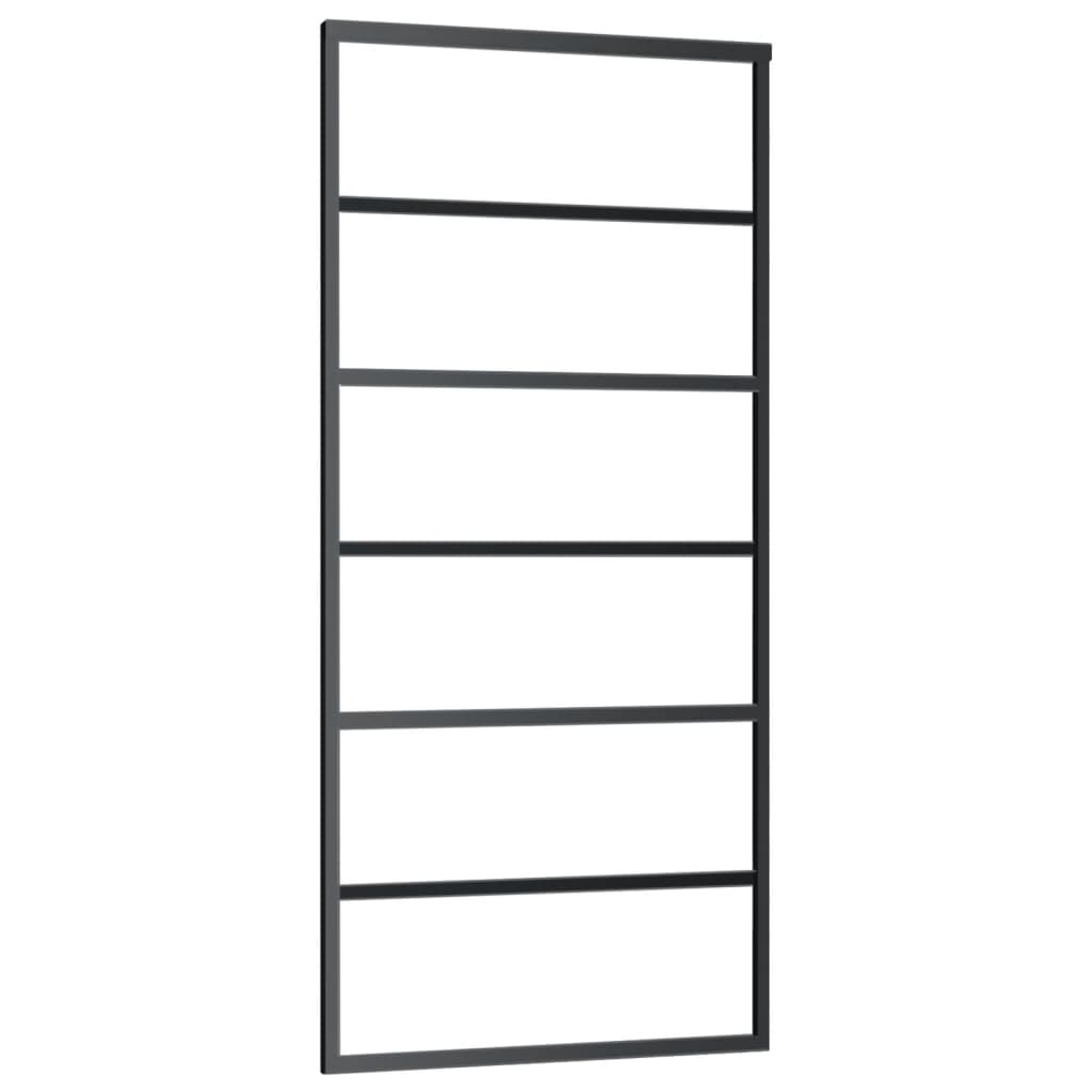 vidaXL Posuvné dveře ESG sklo a hliník 90 x 205 cm černé