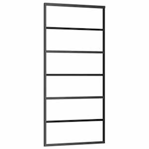 Posuvné dveře ESG sklo a hliník 90 x 205 cm černé - obrázek 2