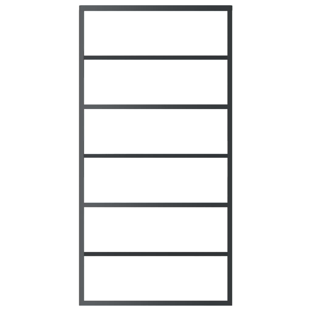 vidaXL Schuifdeur 102x205 cm ESG-glas en aluminium zwart afbeelding