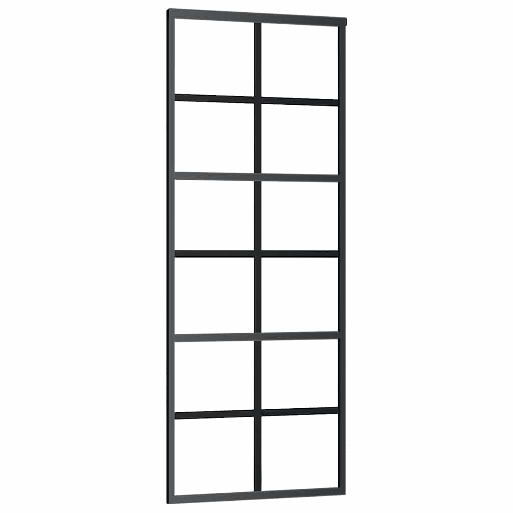 vidaXL Posuvné dveře ESG sklo a hliník 76 x 205 cm černé