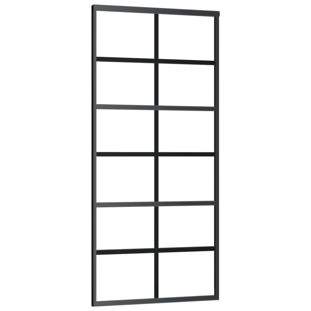 vidaXL PosuvnĂ© dveĹ™e ESG sklo a hlinĂ­k 90 x 205 cm ÄŤernĂ©