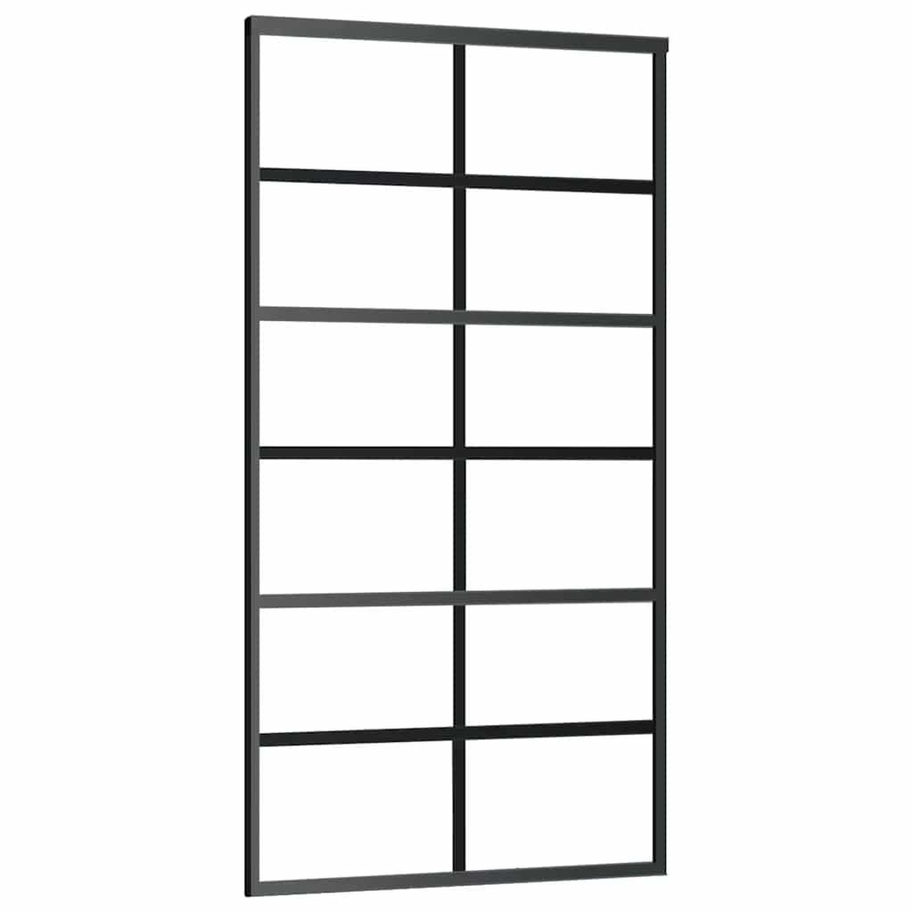 vidaXL Posuvné dveře ESG sklo a hliník 102 x 205 cm černé