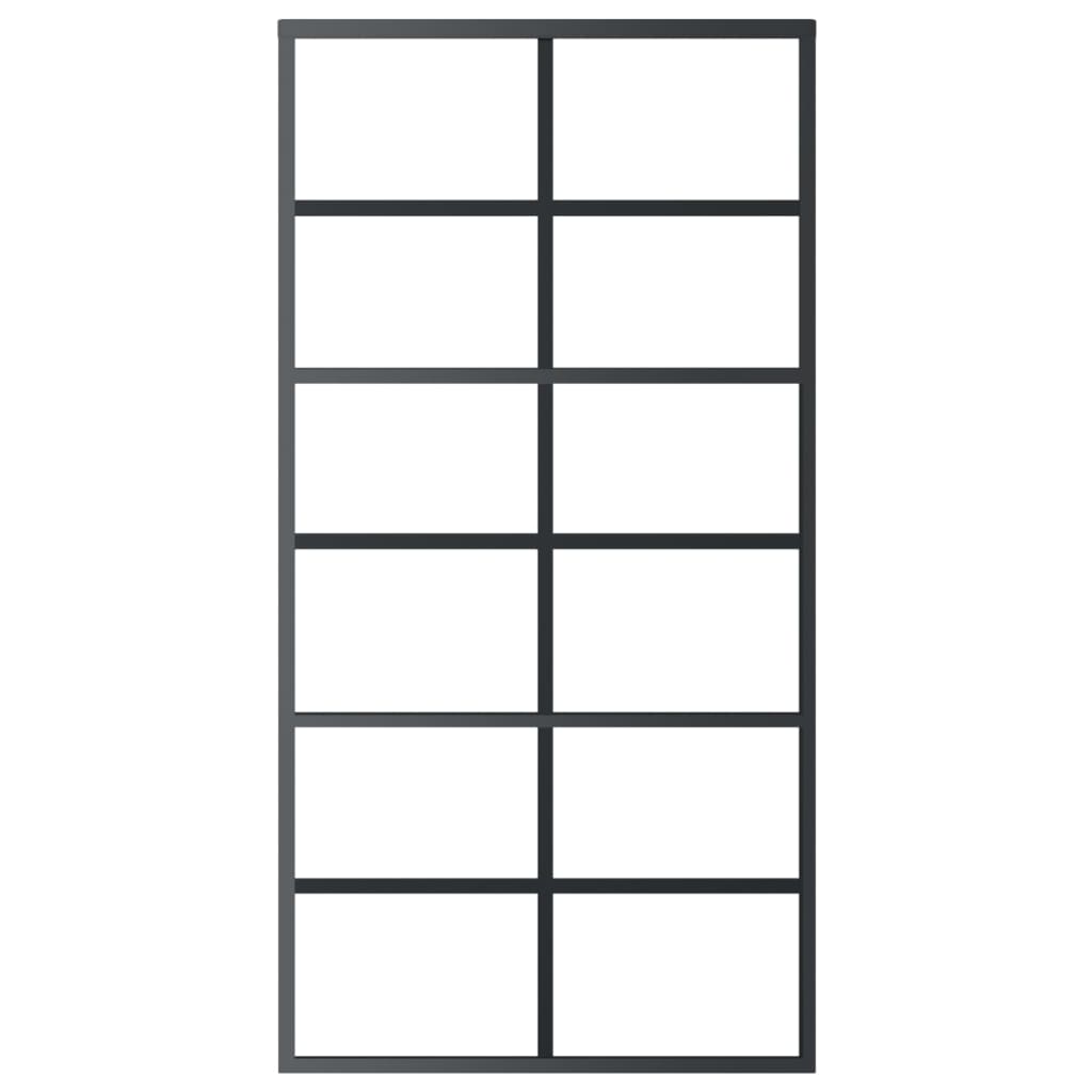 vidaXL Ușă glisantă, negru, 102x205 cm, sticlă ESG și aluminiu