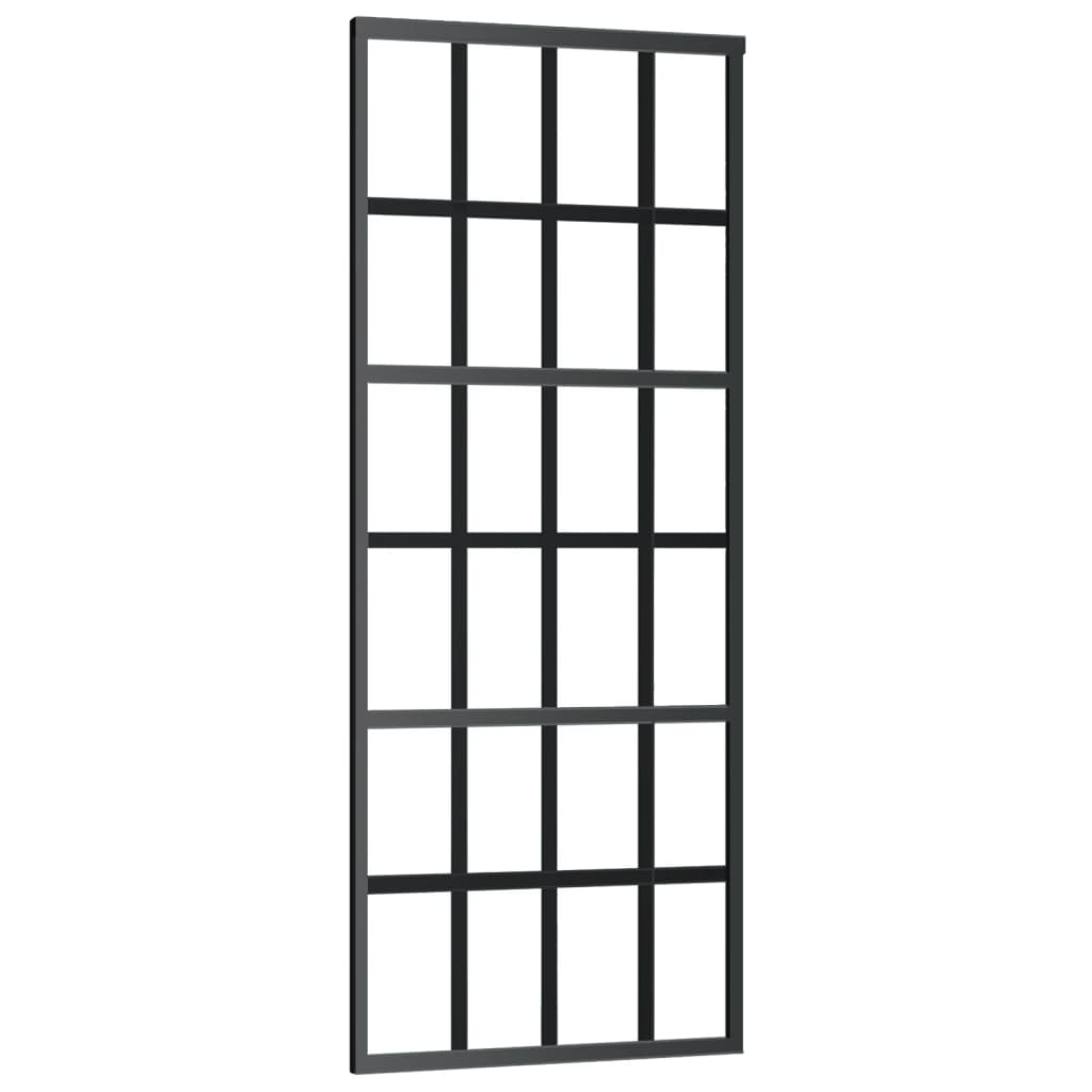 Ușă glisantă, negru, 76×205 cm, sticlă ESG și aluminiu