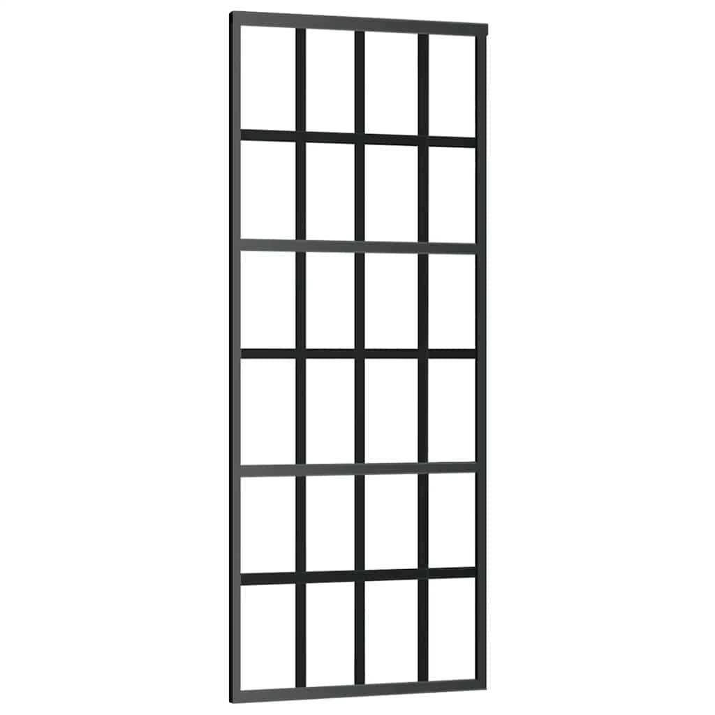 vidaXL Posuvné dveře ESG sklo a hliník 76 x 205 cm černé