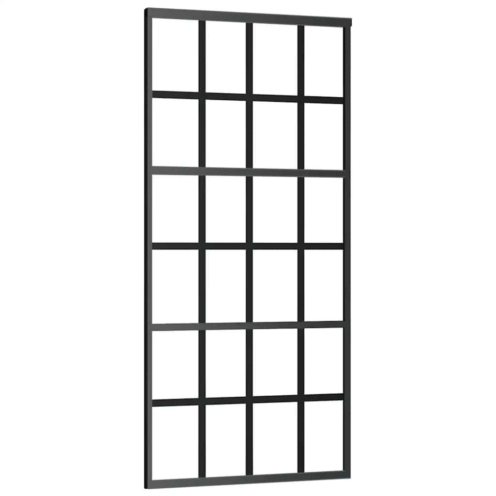 vidaXL Posuvné dveře ESG sklo a hliník 90 x 205 cm černé