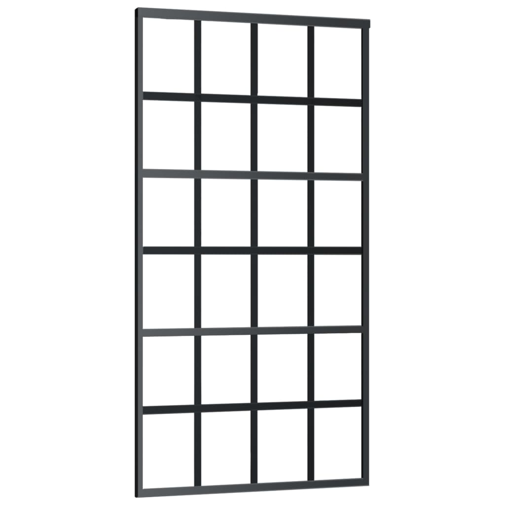 Ușă glisantă, negru, 102×205 cm, sticlă ESG și aluminiu