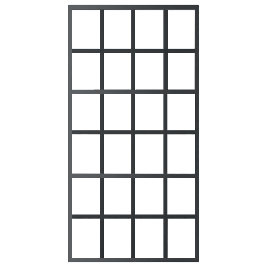 vidaXL Schuifdeur 102x205 cm ESG-glas en aluminium zwart afbeelding