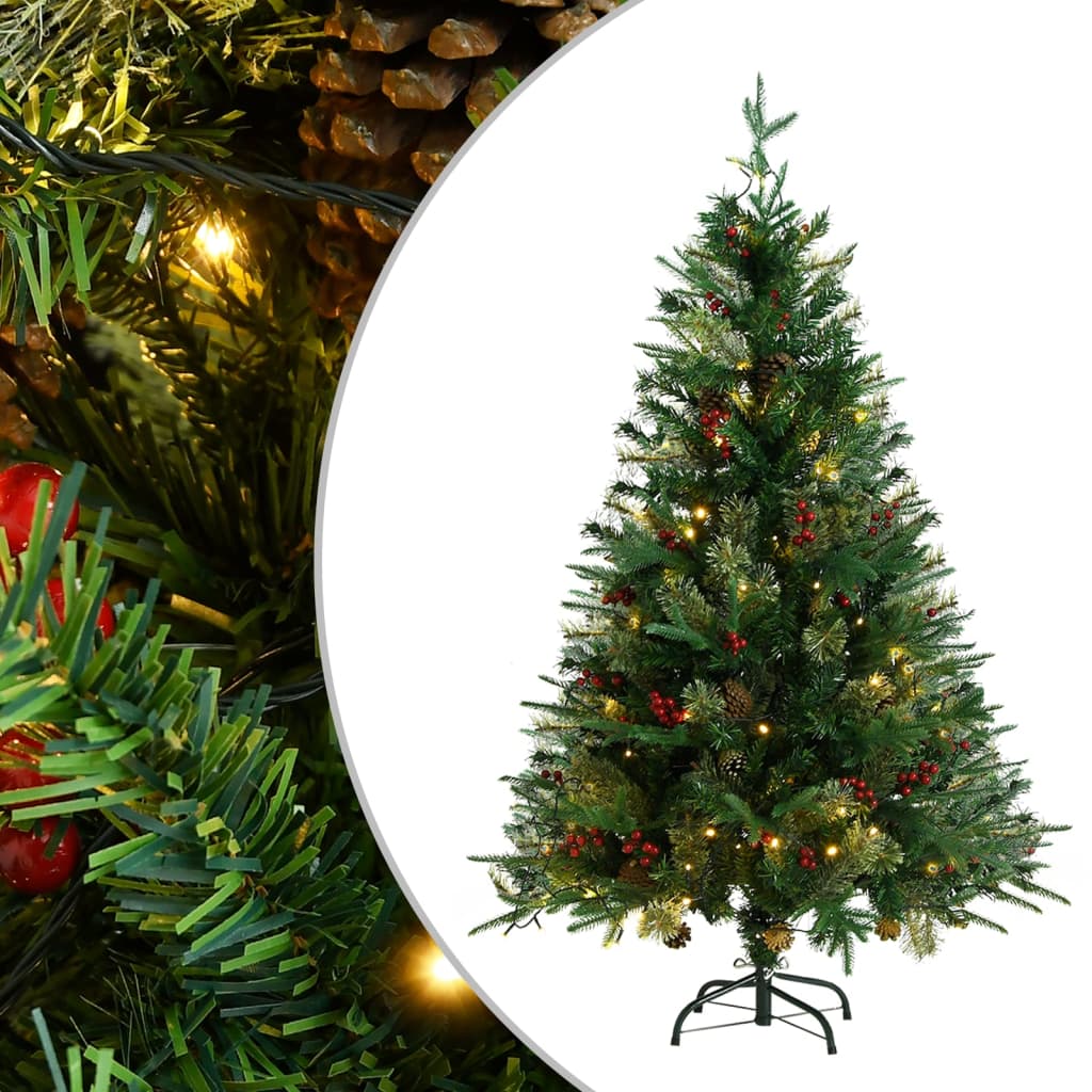 VidaXL Sapin De Noël Pré-éclairé Et Pommes De Pin Vert 120cm PVC Et PE