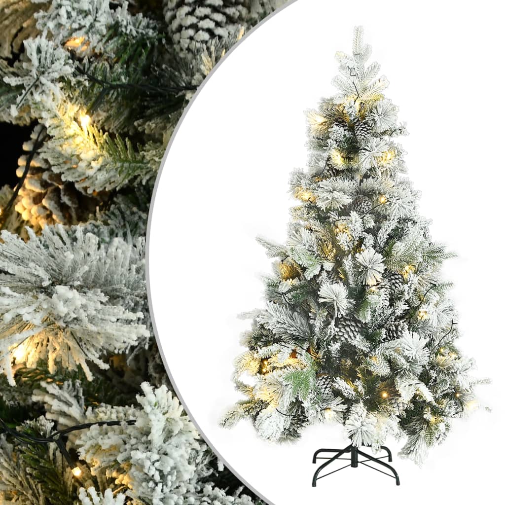 VidaXL Pre-lit Christmas Tree With Flocked Snow&Cones 120 Cm PVC&PE