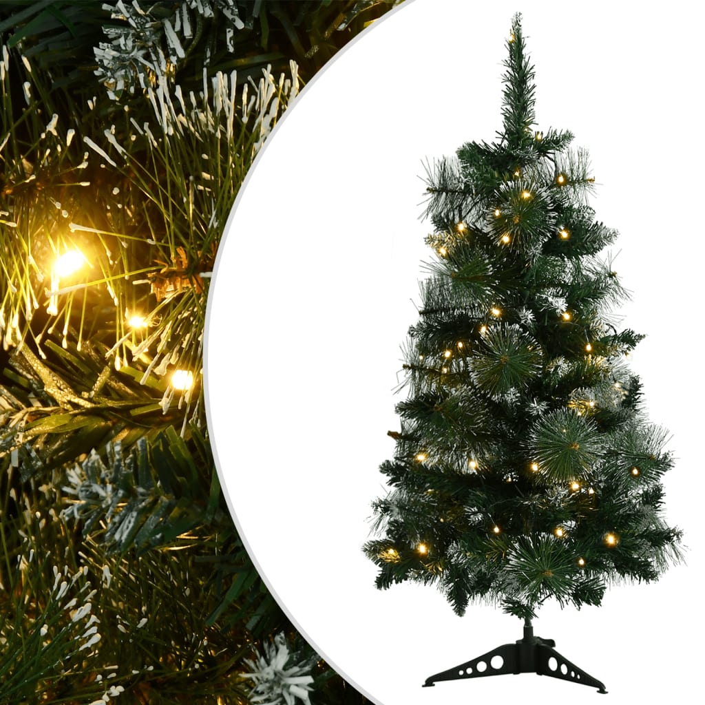 

vidaXL Artificial Christmas Tree with Stand and LEDs Green 3 ft PVC