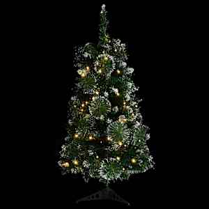 vidaXL K&uuml;nstlicher Weihnachtsbaum mit Beleuchtung & St&auml;nder Gr&uuml;n 90 cm