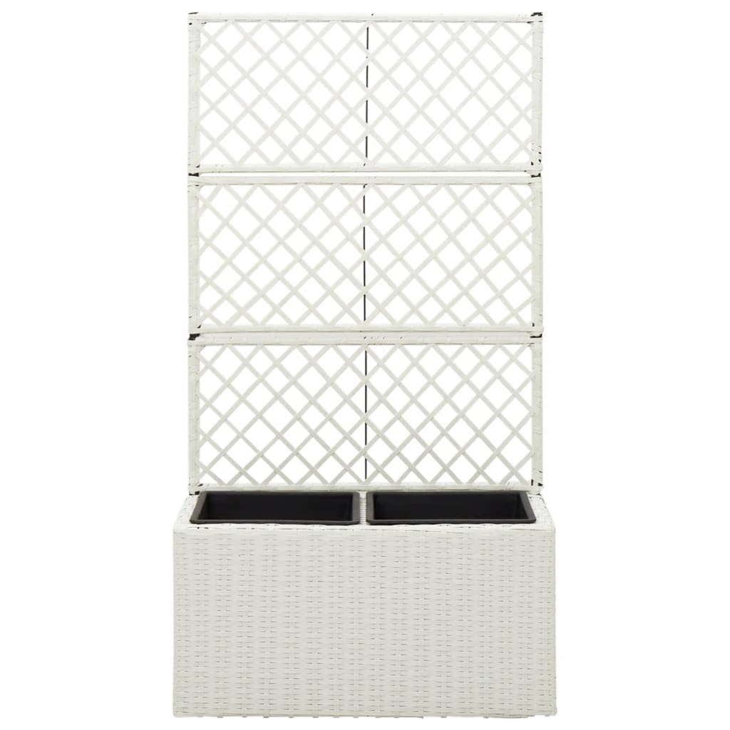 

vidaXL Latwerkplantenbak verhoogd met potten 58x30x107 cm rattan wit